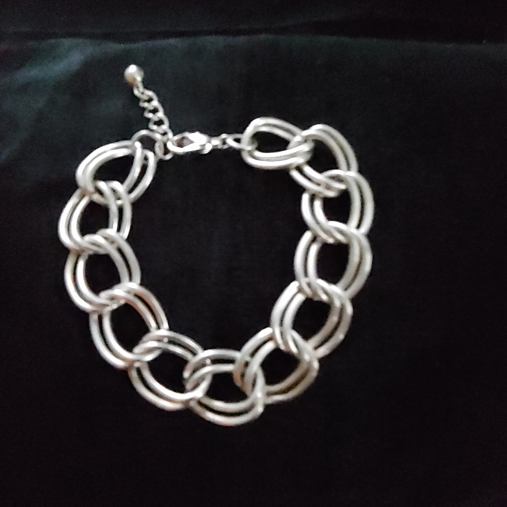 Silvertone Double Link Bracelet - image 1